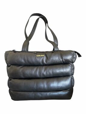 Marta Ponti Genuine Leather Black Quilted Leather Tote